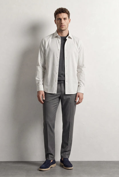 Ds Damat Slim Fit Beyaz Çizgili Gömlek
