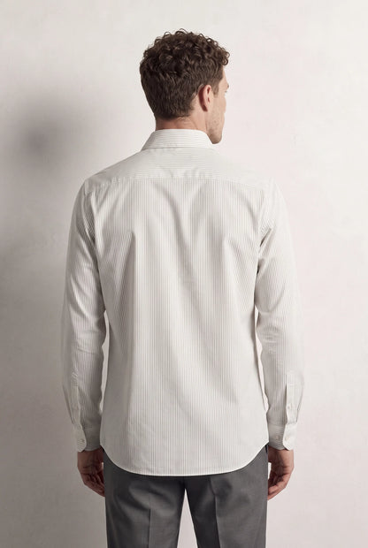 Ds Damat Slim Fit Beyaz Çizgili Gömlek