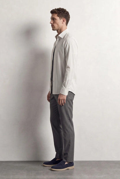 Ds Damat Slim Fit Beyaz Çizgili Gömlek