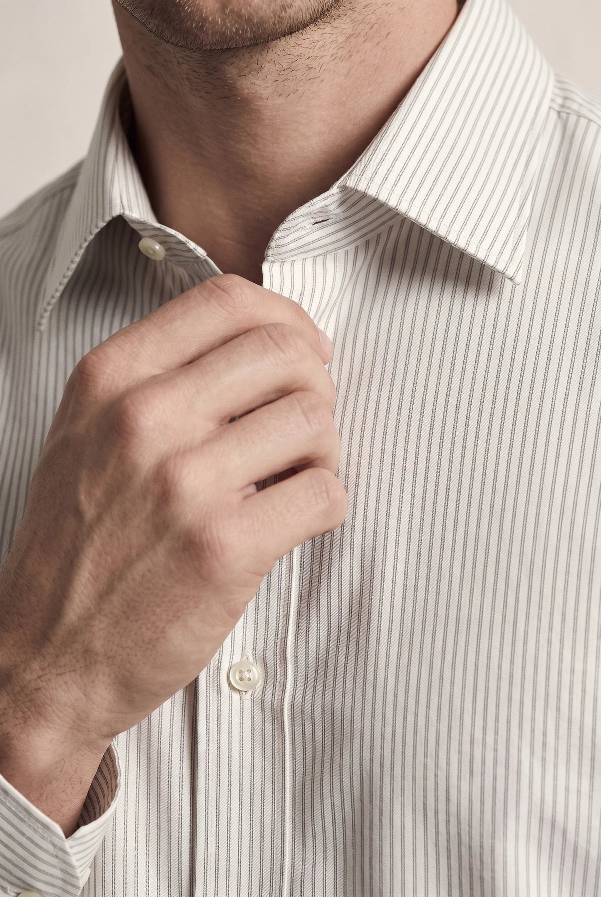 Ds Damat Slim Fit Beyaz Çizgili Gömlek
