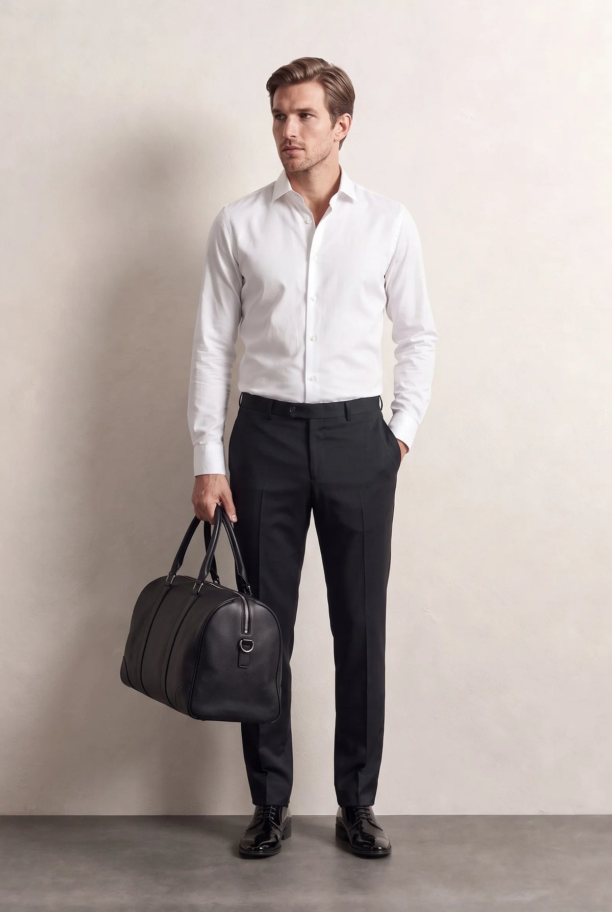Twn Slim Fit Beyaz Düz Travel Gömlek