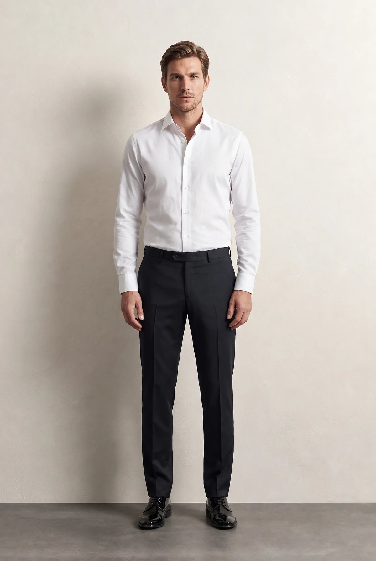 Twn Slim Fit Beyaz Düz Travel Gömlek