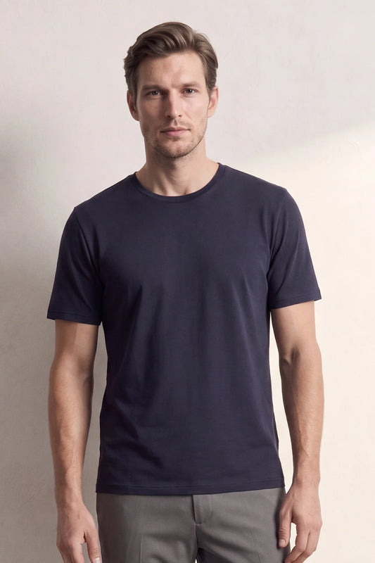 Ds Damat Regular Fit Lacivert Düz T-shirt