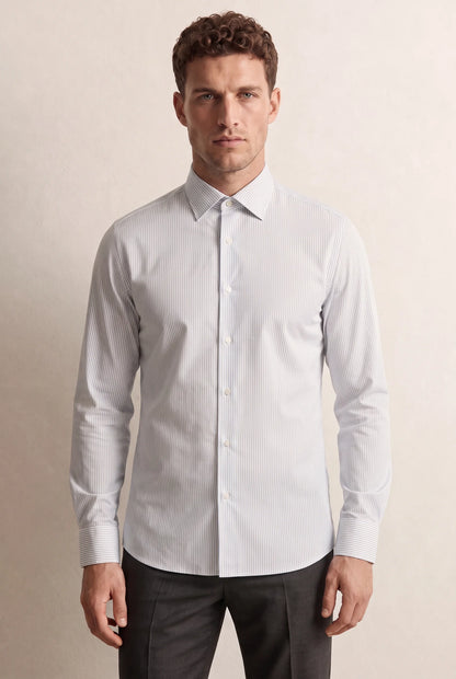 Ds Damat Slim Fit Beyaz Çizgili Gömlek