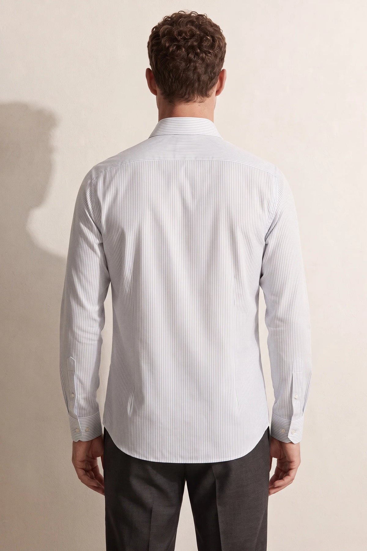 Ds Damat Slim Fit Beyaz Çizgili Gömlek
