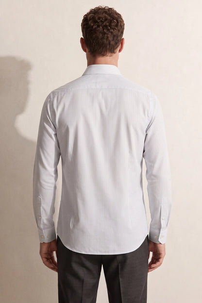 Ds Damat Slim Fit Beyaz Çizgili Gömlek