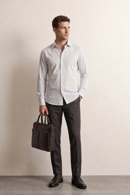 Ds Damat Slim Fit Beyaz Çizgili Gömlek