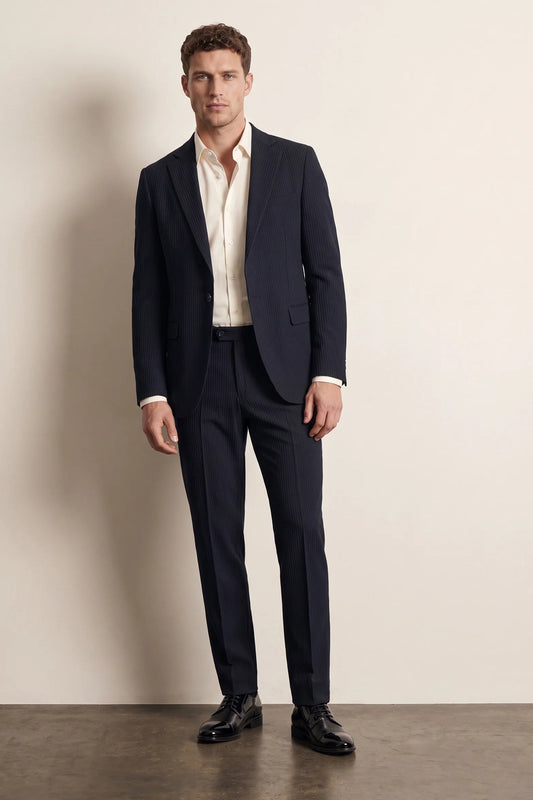Twn Slim Fit Lacivert Çizgili Takim Elbise