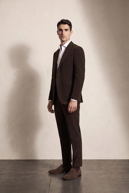 Twn Slim Fit Kahverengi Çizgili Takim Elbise