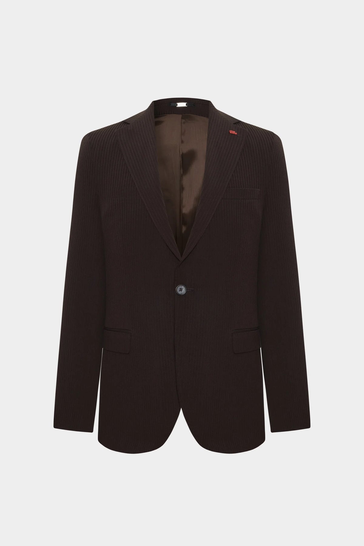 Twn Slim Fit Kahverengi Çizgili Takim Elbise