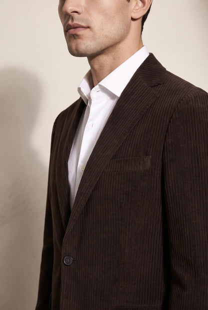 Twn Slim Fit Kahverengi Çizgili Takim Elbise