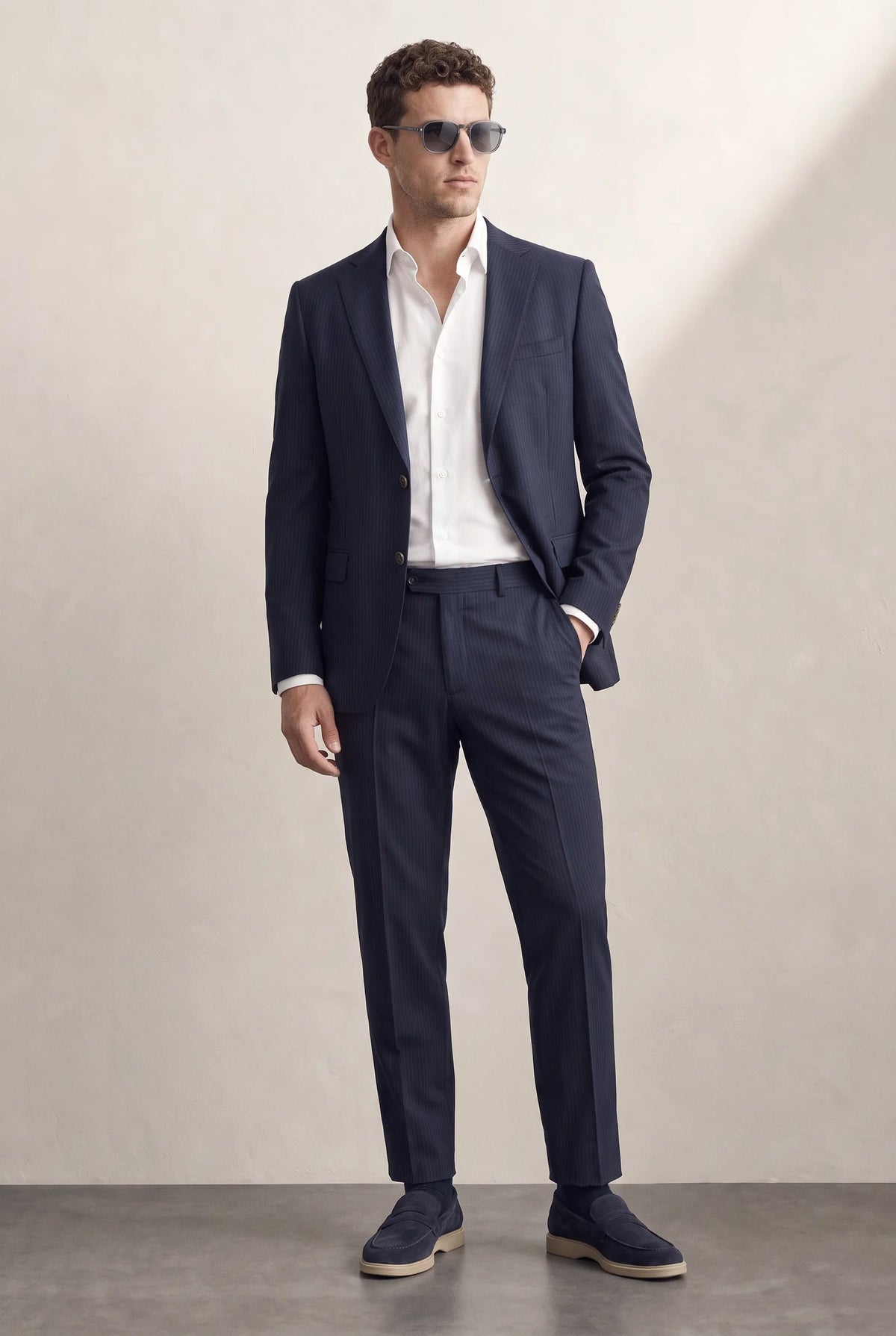 Twn Slim Fit Lacivert Çizgili Takim Elbise