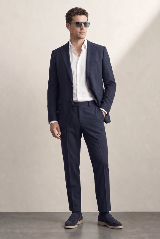 Twn Slim Fit Lacivert Çizgili Takim Elbise