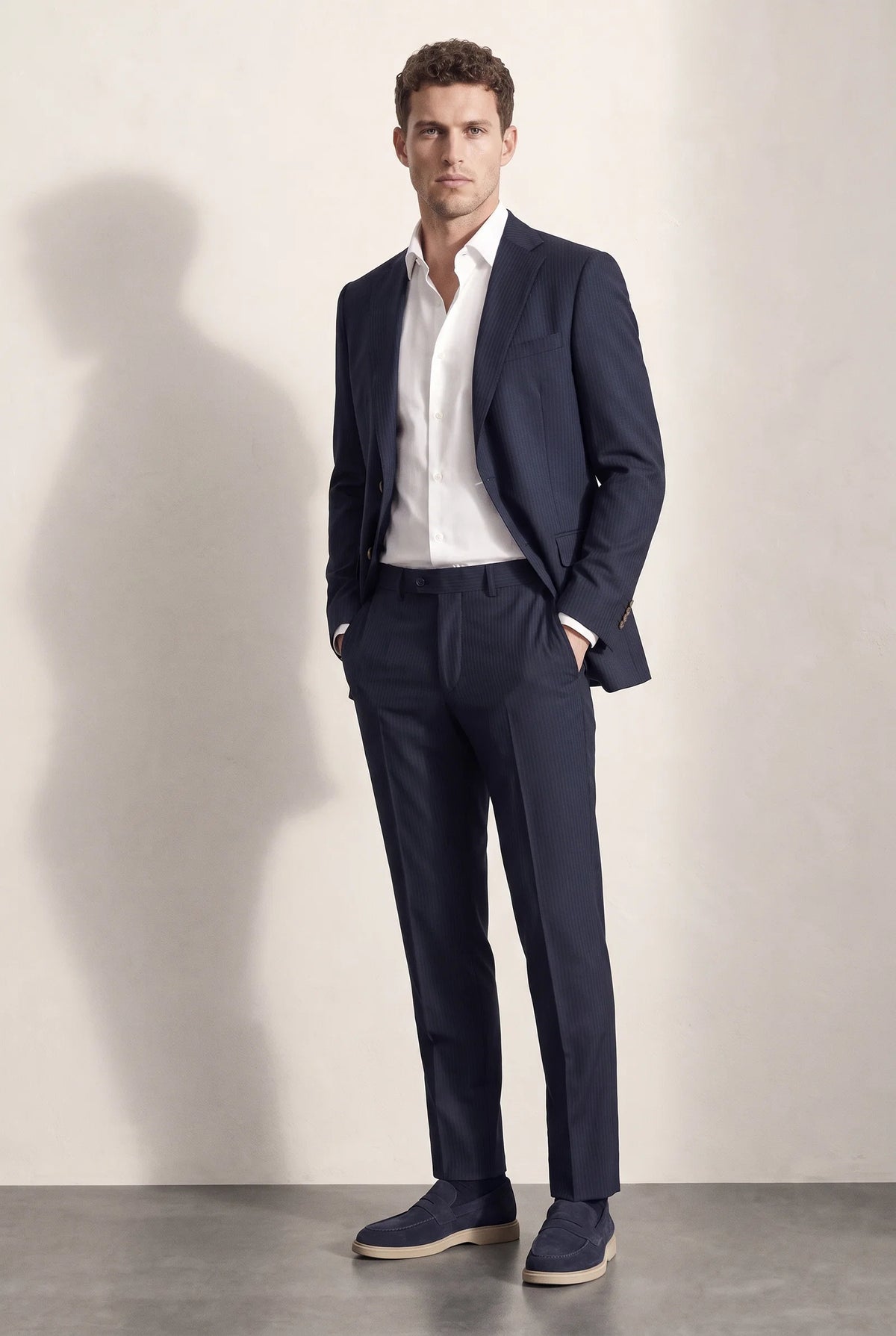 Twn Slim Fit Lacivert Çizgili Takim Elbise