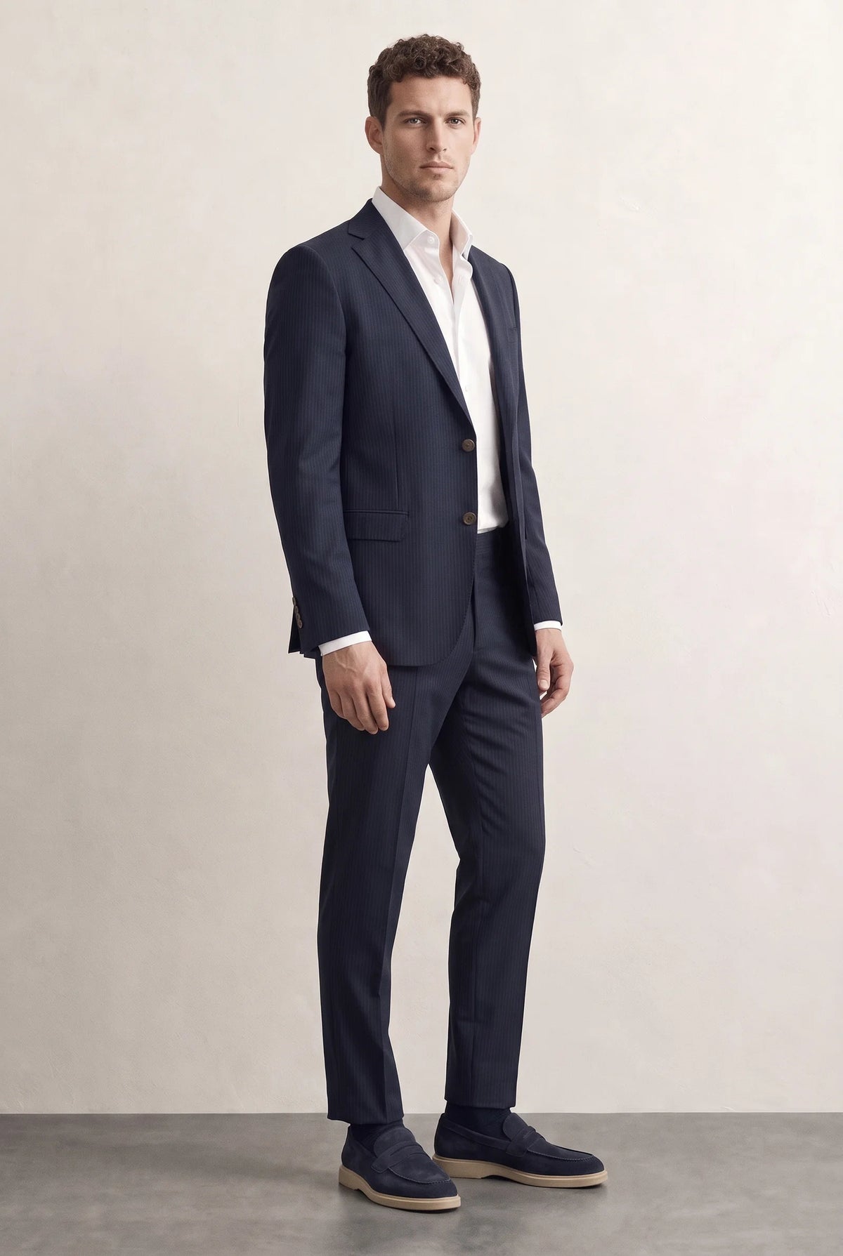 Twn Slim Fit Lacivert Çizgili Takim Elbise