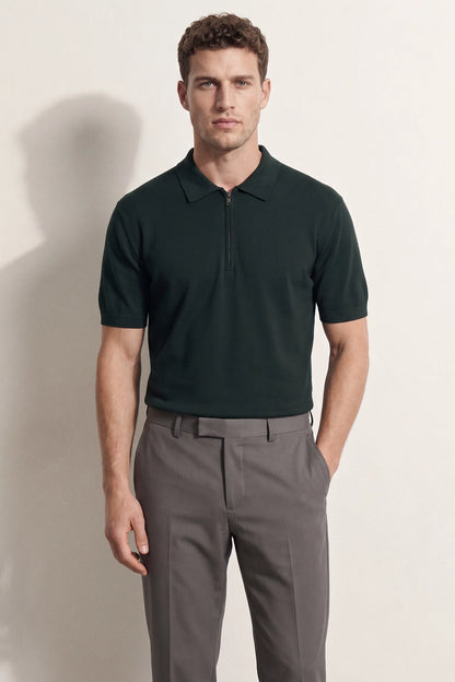 Ds Damat Slim Fit Zümrüt Yeşili Düz Örgü Kazak