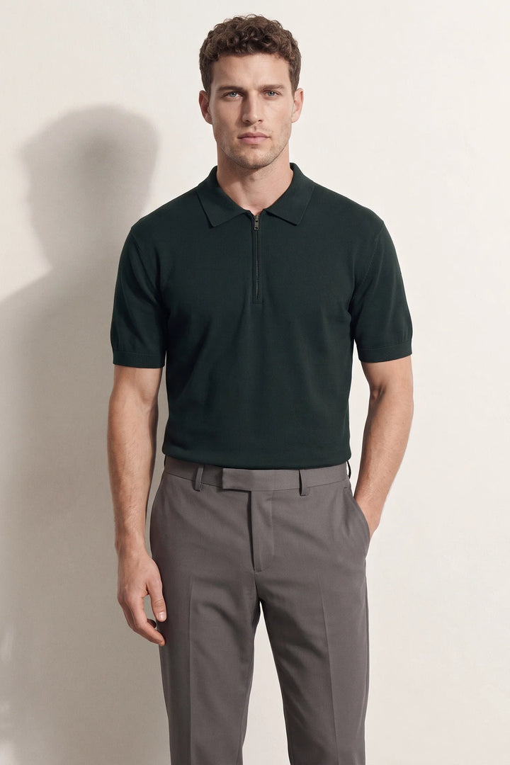 Ds Damat Slim Fit Zümrüt Yeşili Düz Örgü Kazak