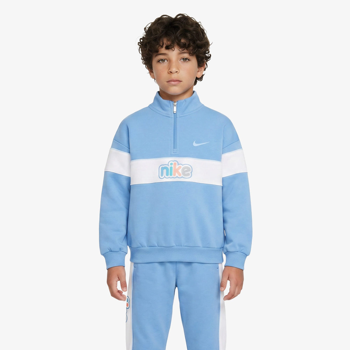 Nike Quarter Zipped Çocuk Mavi Eşofman Üstü