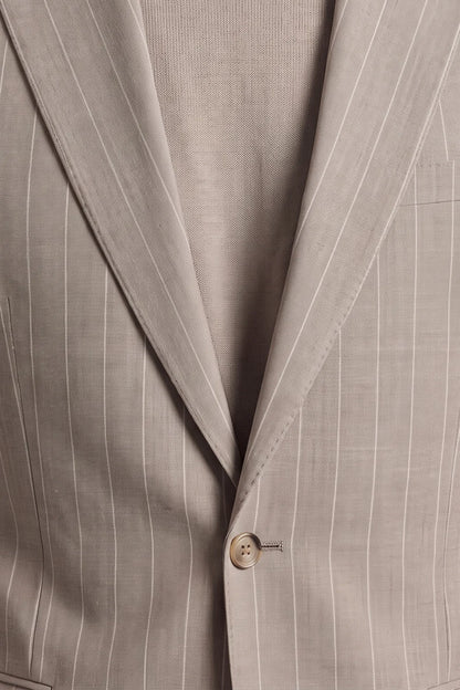 Twn Slim Fit Bej Çizgili Takim Elbise