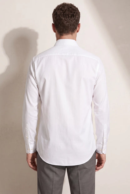 Ds Damat Slim Fit Beyaz Armürlü Gömlek