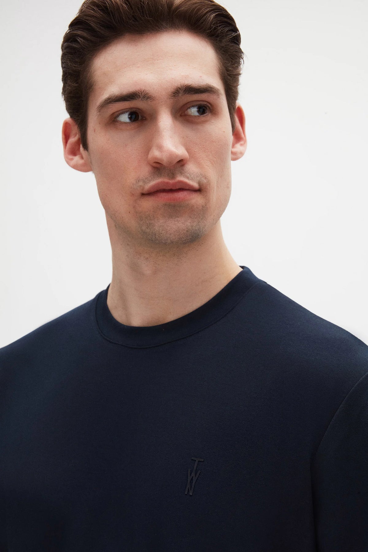 Twn Relaxed Fit Lacivert Düz Modal T-shirt