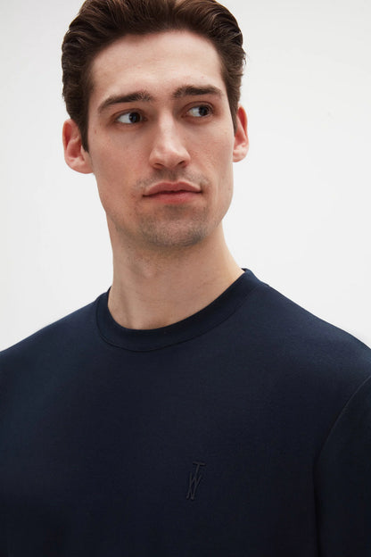 Twn Relaxed Fit Lacivert Düz Modal T-shirt