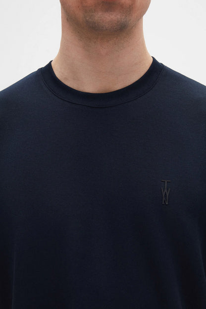 Twn Relaxed Fit Lacivert Düz Modal T-shirt