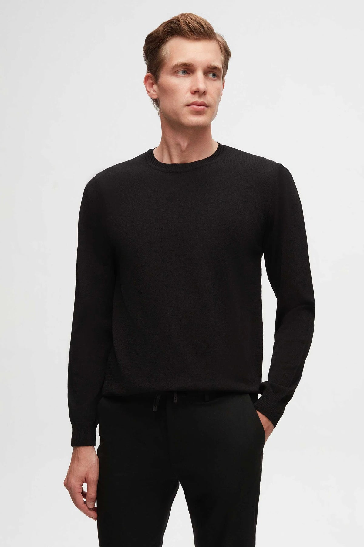 Twn Slim Fit Siyah Düz Örgü Kazak
