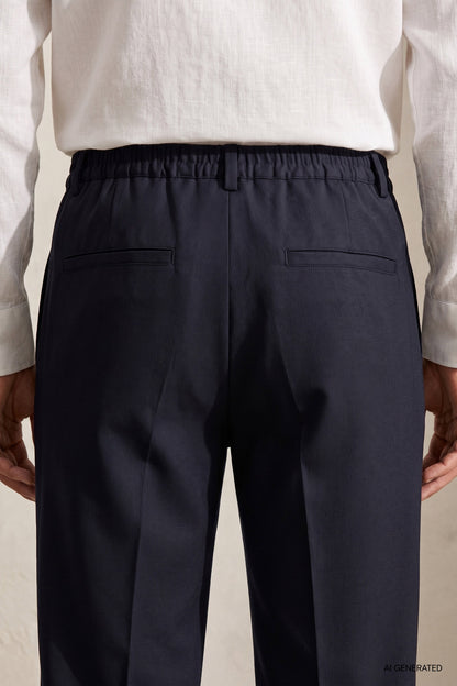 Twn Relaxed Fit (pilesiz) Lacivert Çizgili Jogger Pantolon