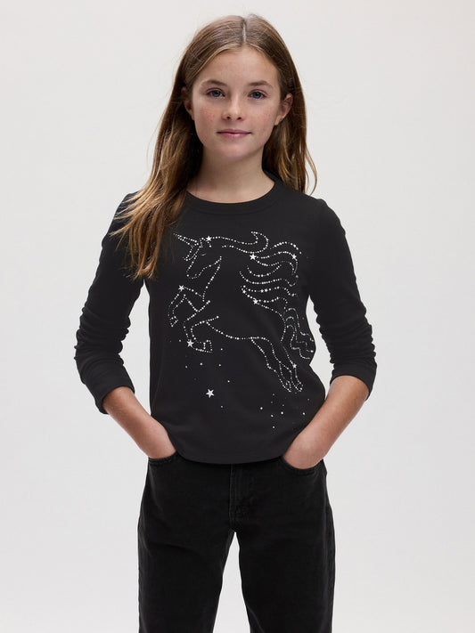 Siyah Organik Pamuk Grafikli T-shirt