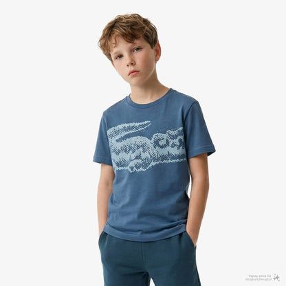Lacoste Çocuk Bisiklet Yaka Baskılı Lacivert T-shirt