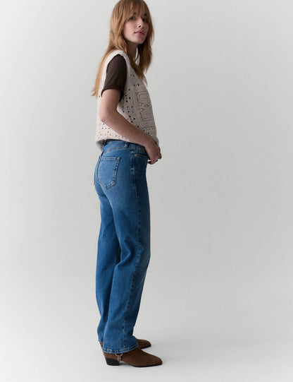 Mid Rise Düz Kesim Grazer Jean Pantolon