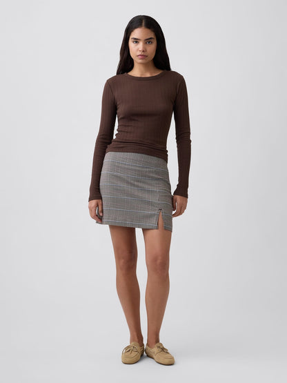 Kahverengi Essential Fitilli Pointelle T-shirt