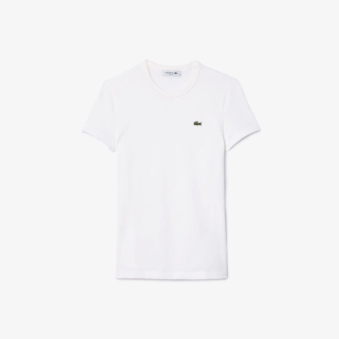 Lacoste Kadın Slim Fit Bisiklet Yaka Beyaz T-shirt