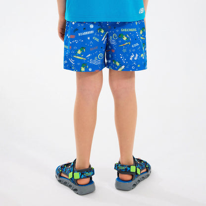 Skechers B5 Inch Allover Print Çocuk Mavi Deniz Şortu