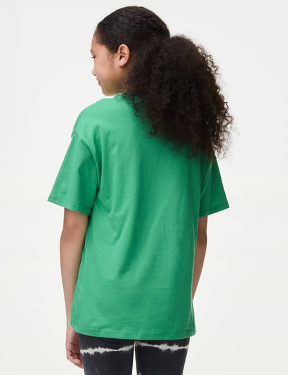 Saf Pamuklu Kısa Kollu T-shirt (6-16 Yaş)