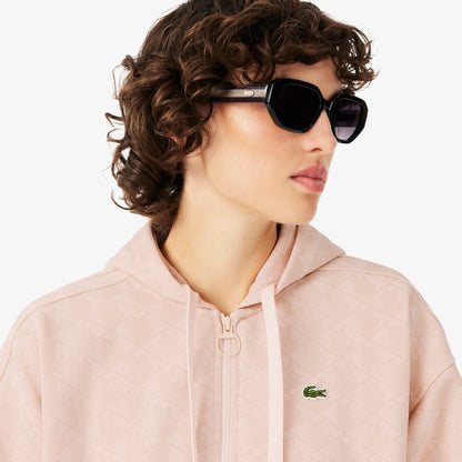 Lacoste Kadın Regular Fit Kapüşonlu Monogram Açık Pembe Sweatshirt
