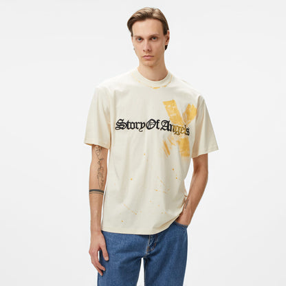 Story Of Angels Soa Gold Angel Hand-dye Erkek Krem T-shirt