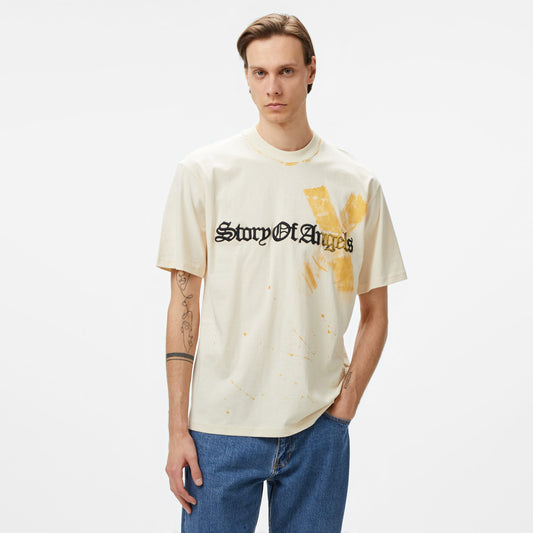 Story Of Angels Soa Gold Angel Hand-dye Erkek Krem T-shirt
