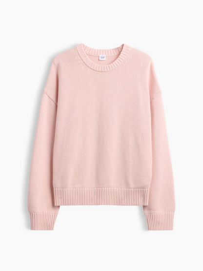 Pembe Relaxed Bisiklet Yaka Kazak