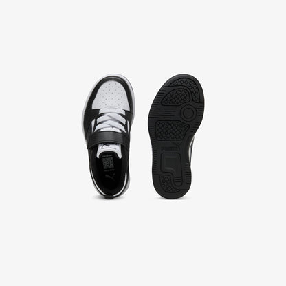 Puma Rebound V6 Low Çocuk Siyah Beyaz Spor Ayakkabı
