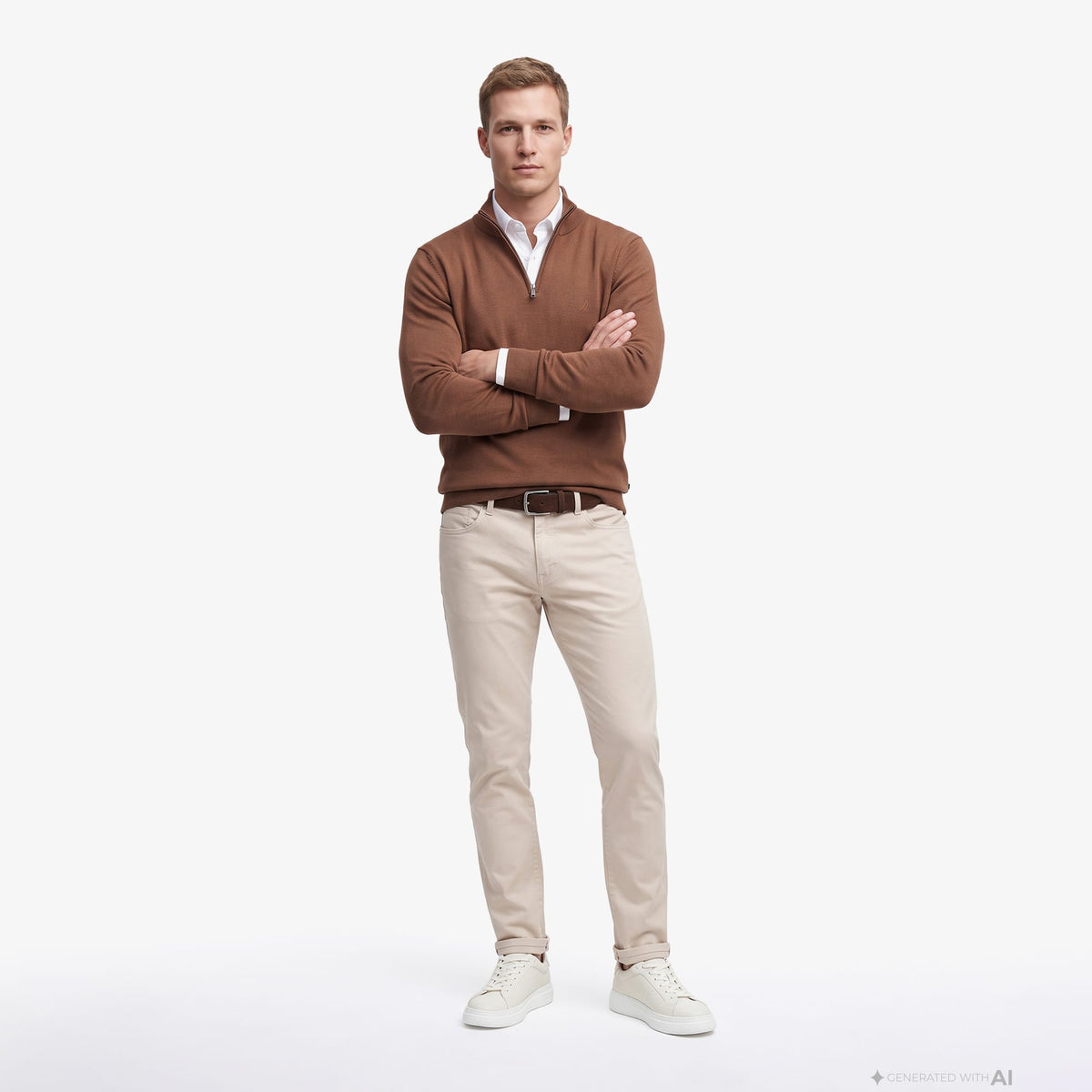 Nautica Erkek Kahverengi Regular Fit Triko