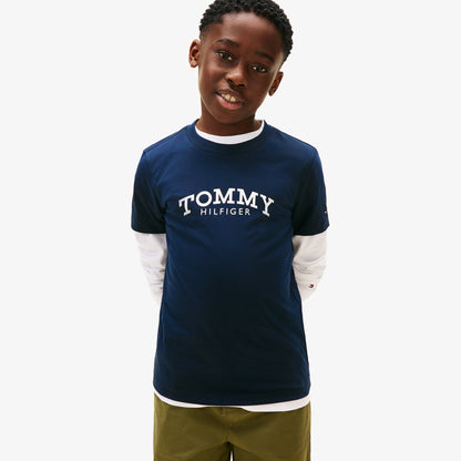 Tommy Hilfiger Monotype Print Graphic Çocuk Mavi T-shirt