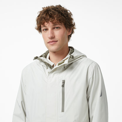Nautica Regular Fit Kapüşonlu Su Geçirmez Erkek Gri Yağmurluk