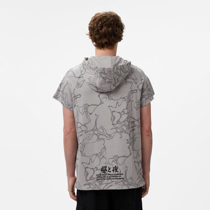 United4 Towada Erkek Gri Yarım Kollu Hoodie