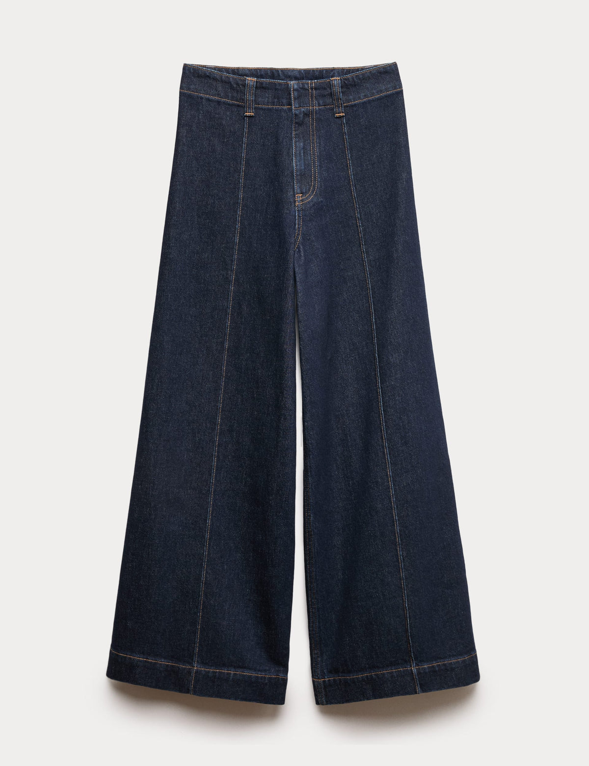 Dikişli Geniş Paça Jean
