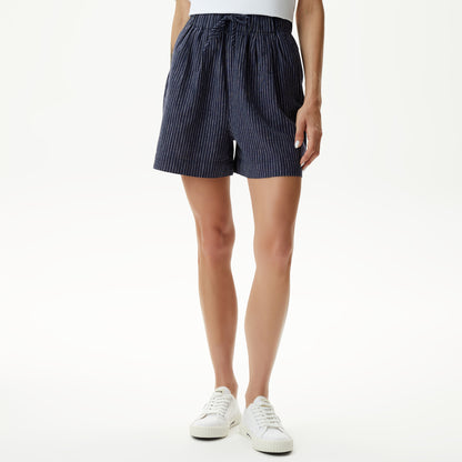 Nautica Kadın Lacivert Relaxed Fit Çizgili Şort