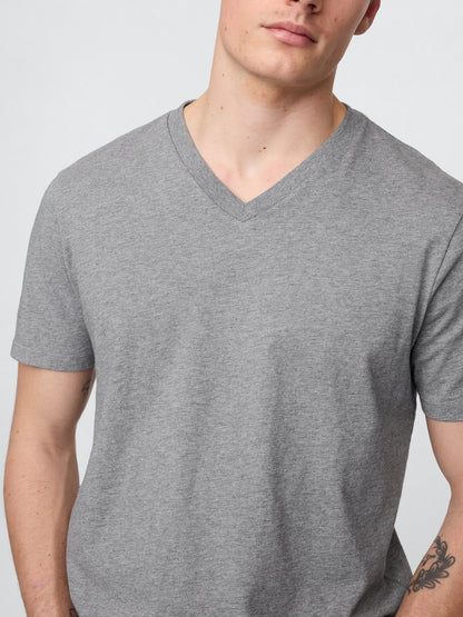 Lacivert Pamuklu Jersey V Yaka T-shirt