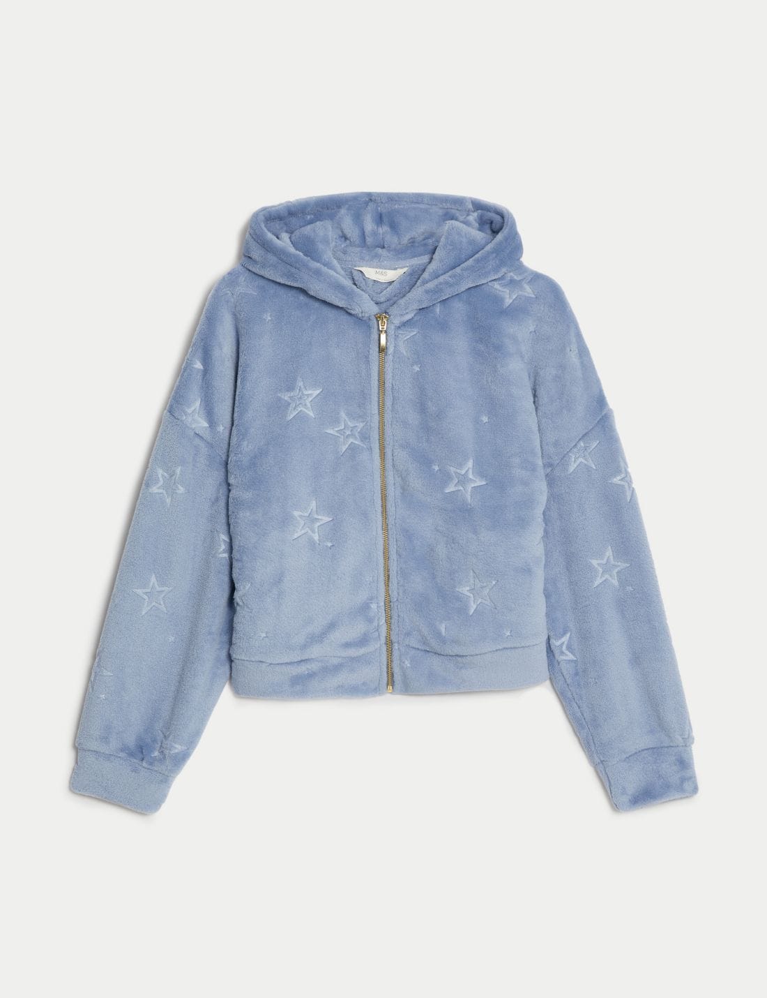 Yıldız Desenli Kapüşonlu Polar Pijama Üstü