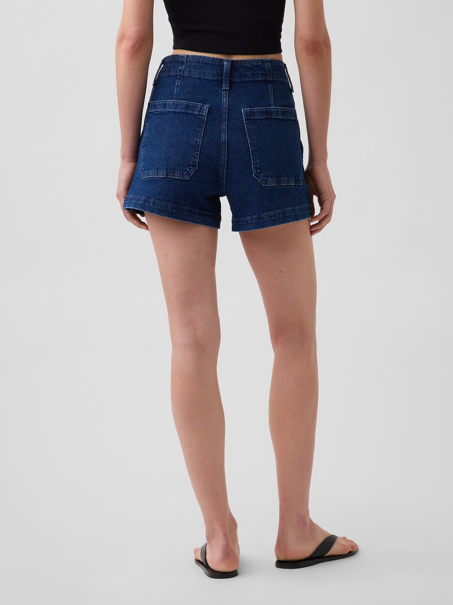 Koyu Mavi 3.5 High Rise Sailor Relaxed Straight Denim Şort